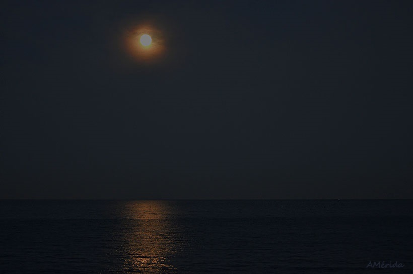 La luna sobre el mar, fotos de la luna, fotos del mar